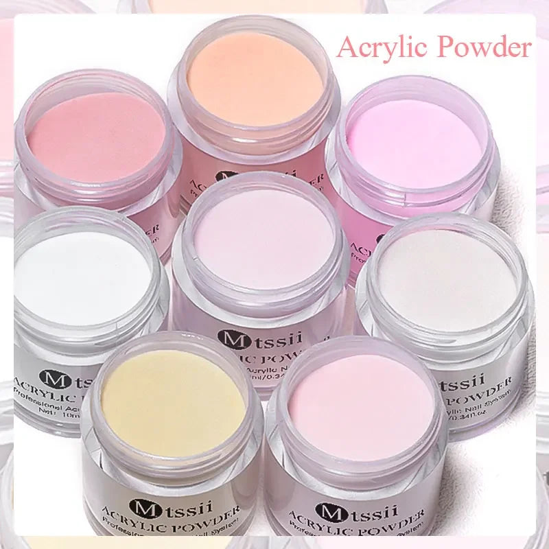 8tlg. MTSSII Acrylpulver Nagelsystem-Set Klar Nude Pink Monomer Flüssigkeits-Set mit Nagelpinsel für Nagelverlängerung Blumenschnitzerei Zweitbild
