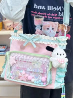 Neue Y2K Süße Japanische Ita Bag Lolita Mädchen Transparente Umhängetasche Große Kapazität Umhängetasche Lässige Tasche DIY Display Handtaschen