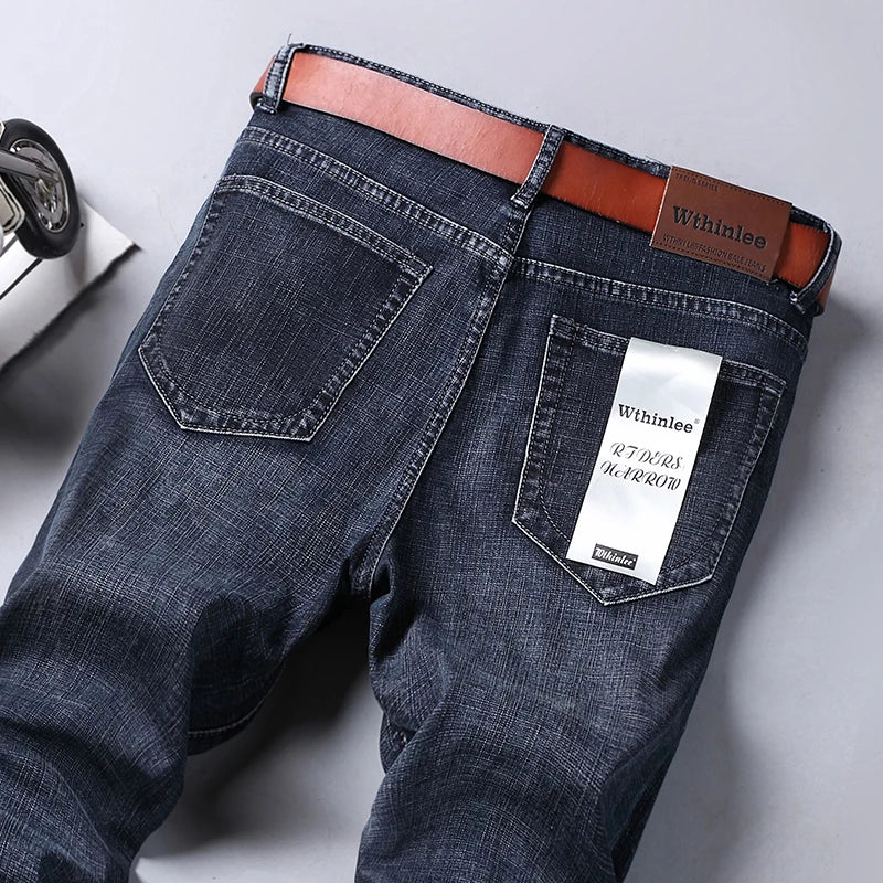 Wthinlee 8 Models Spring Autumn Business Jeans Men Casual Straight Stretch Fashion Classic Work Denim Trousers Brand Clothing