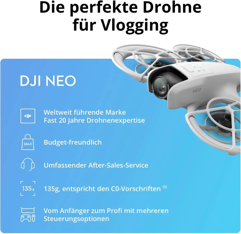 Globale Version DJI Neo Drohne Flugkamera Drohne/Combo 4K Stabilisiertes Video Tragbare Vollabdeckung Propellerschutz