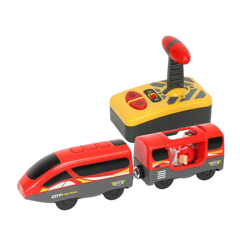 RC Elektrische Eisenbahn Spielzeugset für Kinder, Auto-Druckguss-Steckspielzeug, passend für Standard-Holzeisenbahn, batteriebetriebenes Weihnachts-Tremset