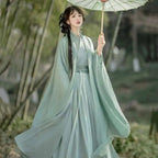 China Traditionelle Hanfu Damen Abendkleider Elegante Feenrock Weite Große Ärmel Elegantes Kleid Bankett Tanz Kleidung Frühling