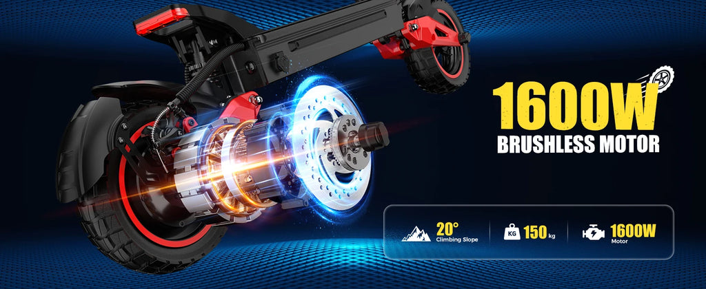 J15MAX Elektroroller für Erwachsene, 1600W Leistungsstarker Motor, 40-50 Meilen Reichweite, 50 km/h Höchstgeschwindigkeit, E-Scooter mit Vorder-/Hinterradfederung, 10" Reifen
