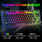 T87 Kabellose Tastatur-Maus-Set, Regenbogen-Hintergrundbeleuchtung, wiederaufladbare 2,4G Gaming-Tastatur, 2400 DPI Optische Gaming-Maus mit Mauspad