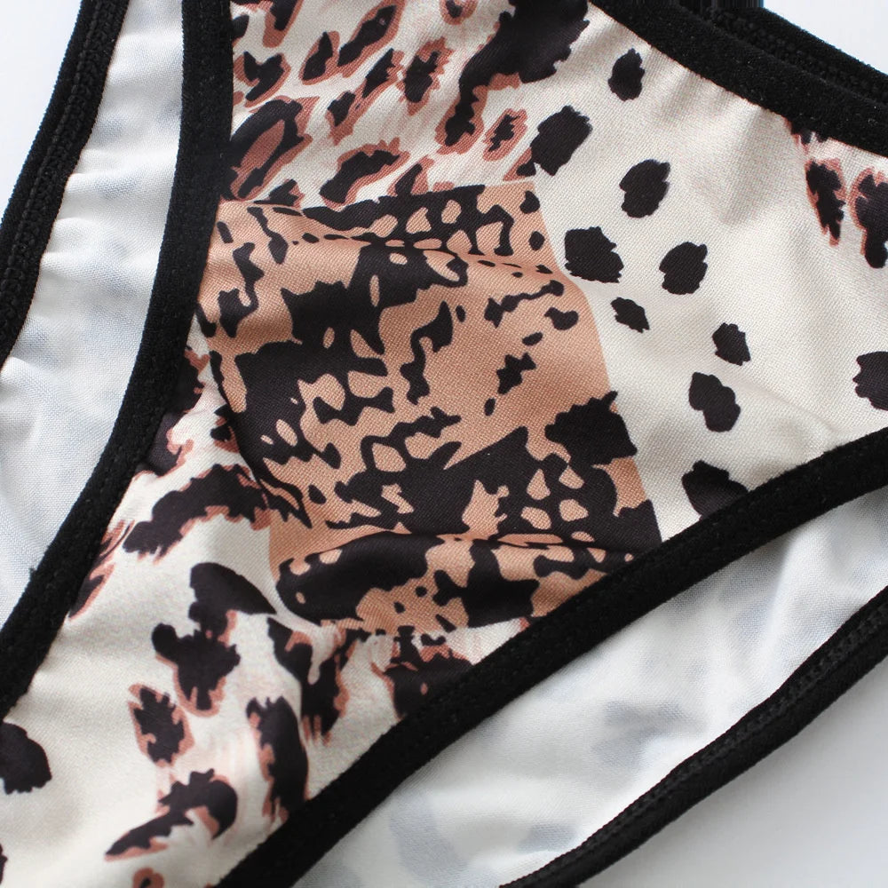 Buchstabe Strass Sport Leopard Sexy Dessous Set Geraffter Push Up Nahtloser BH Set Mode Spurenlose Dünne Fitness Unterwäsche