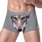 Herren Einzigartige 3D-gedruckte Wolfs-Adlerkopf-Flachwinkel-Hose mittelhohe Boxershorts Atmungsaktives gestricktes Modal-Gewebe