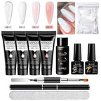 24-teiliges Set 20ml Poly Nail Extension Gel Kit Mini-UV-Lampe Versiegelung mit Basislack Überlack Professionelles Poly-UV-Nagelgel-Kit Starter-Kit