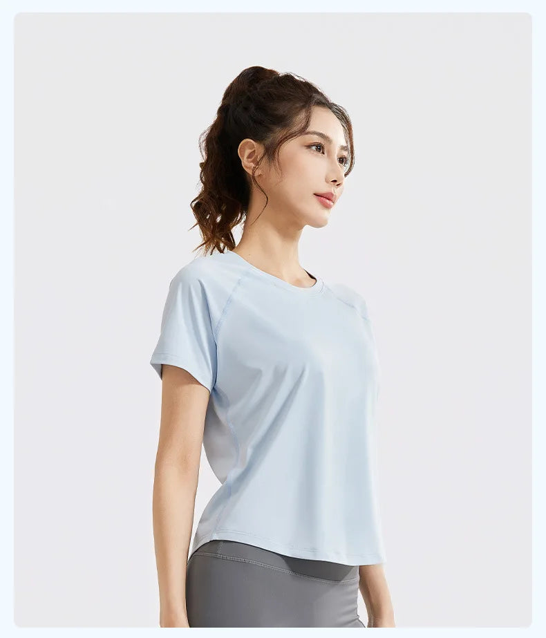 STOUREG Damen Lockeres Mesh Sport T-Shirt Schnell Trocknend Kurzarm Yoga T-Shirt Pilates Laufen Sport Fitness Kurzarm