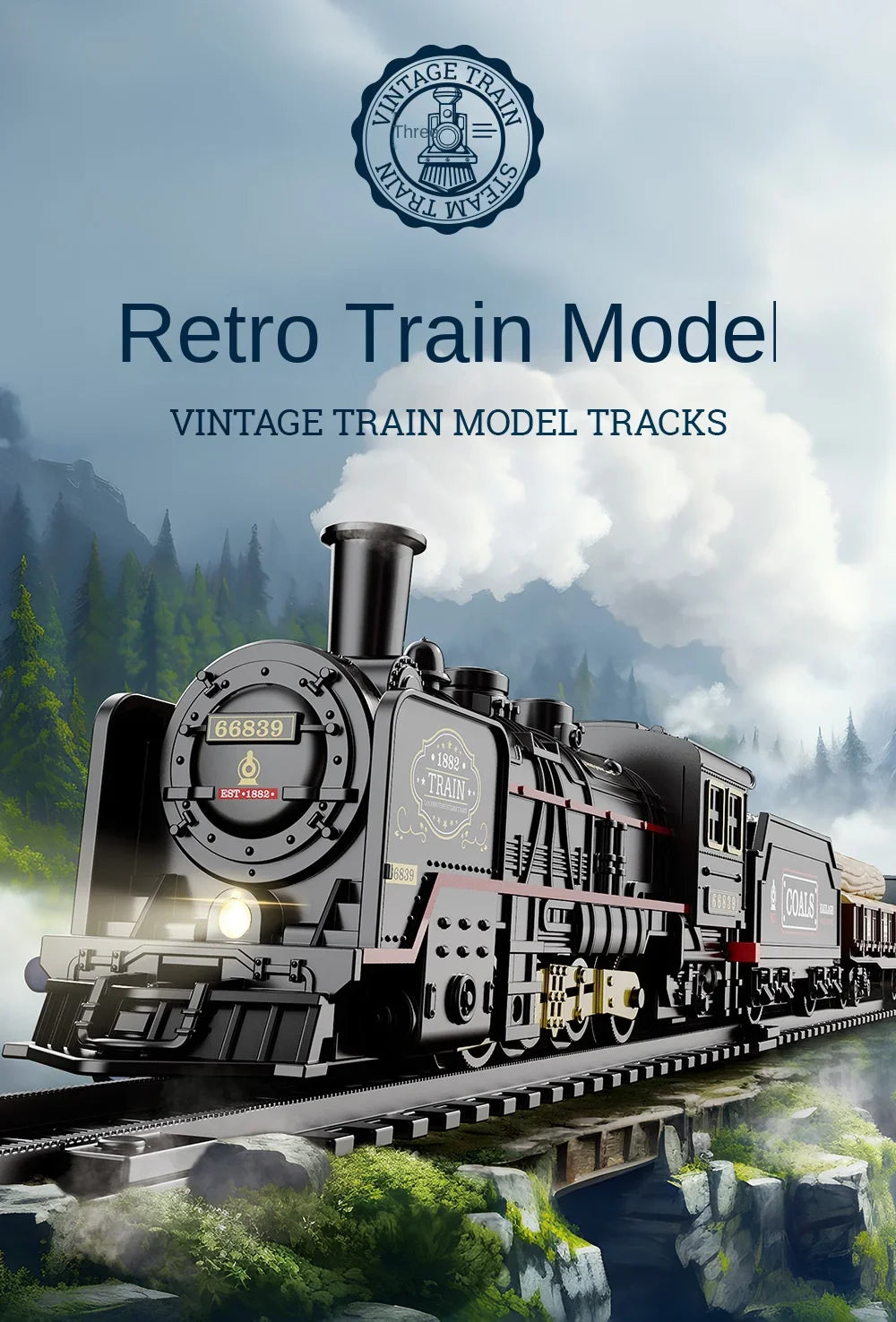Kinder Retro Elektro-Dampfzug Schienenspielzeug Klassische Eisenbahn Güterzug Hochgeschwindigkeitsstrecken Zugmodell Jungen Spielzeug Weihnachtsgeschenk