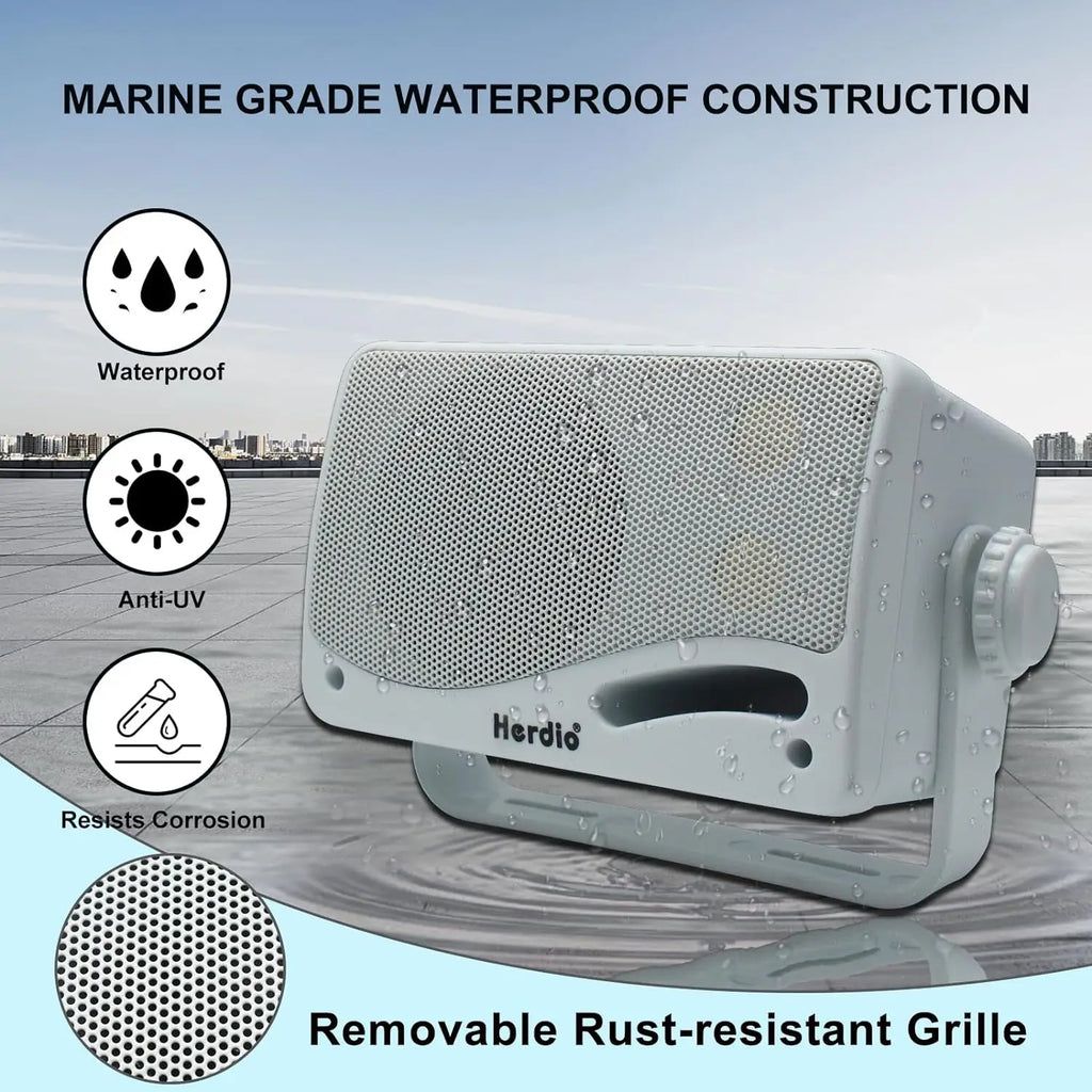Herdio 3.5'' 2 STÜCK Passive Outdoor-Lautsprecher, kabelgebunden, wasserdicht, 200W, 3-Wege, hochwertige montierbare Wandlautsprecher mit überragendem Klang