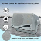 Herdio 3.5'' 2 STÜCK Passive Outdoor-Lautsprecher, kabelgebunden, wasserdicht, 200W, 3-Wege, hochwertige montierbare Wandlautsprecher mit überragendem Klang