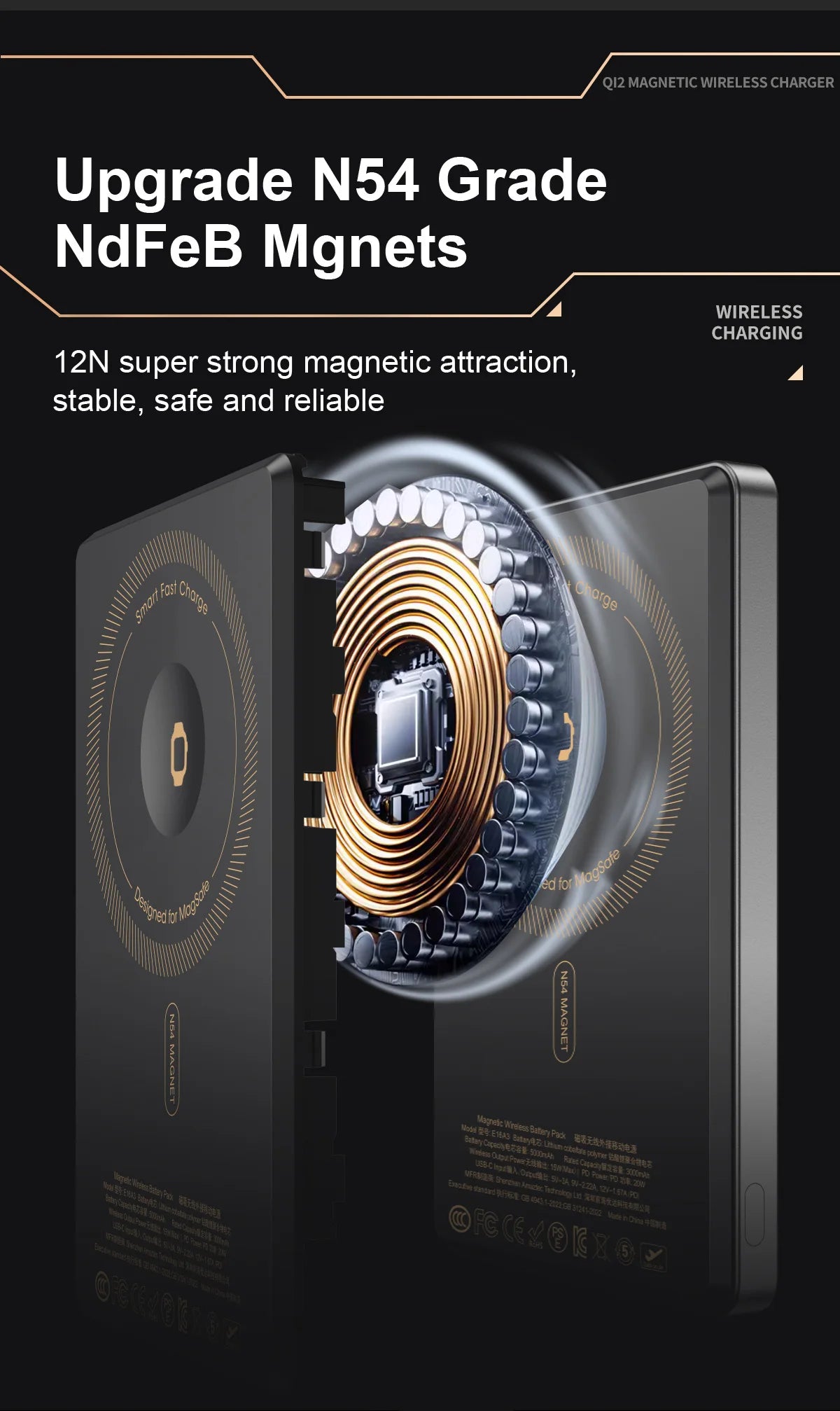 QI 2.1 Magnetische Powerbank Kabelloses Schnellladen Tragbarer externer Ersatzakku für iPhone 12-17 Pro Watch Airpods 5000/10000mAh