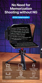 Ulanzi RT02 Universal-Teleprompter Prompter DSLR-Kamera Smartphone Tablet Laptop-Teleprompter Live-Streaming Videoaufnahme