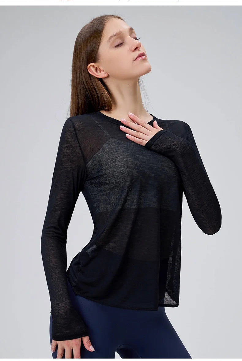 Yogaanzug Damen Langarmshirts Schöne Rücken Sportanzug Tops Schmale Lose Bluse Pilates Fitness Gym Anzug Laufbekleidung