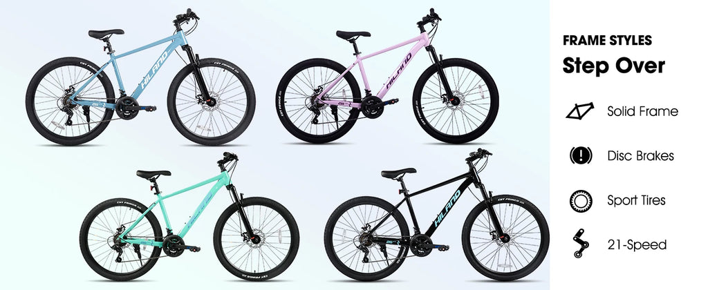 HILAND 26 Zoll Mountainbike aus Aluminiumlegierung für Damen und Herren, 21-Gang-Fahrrad mit mechanischen Scheibenbremsen, Federgabel