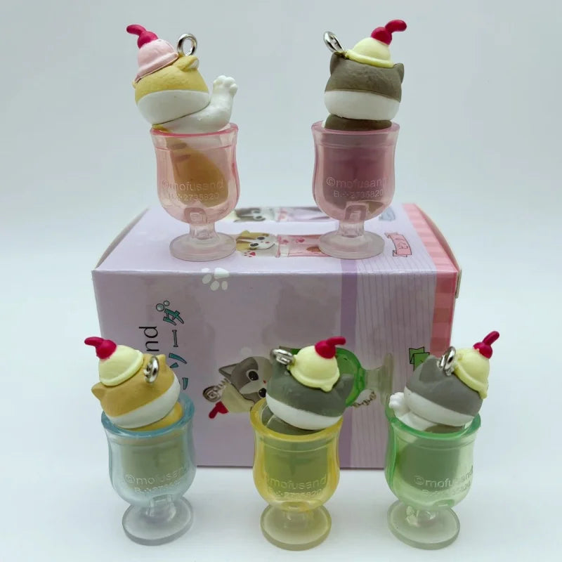 Auf Lager, neu: Mofusand Katze Pudding Kaltgetränk Anhänger Minifiguren Blind Box Anime Figuren Ornamente Puppen Geburtstags- und Weihnachtsgeschenke Spielzeug
