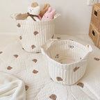 Niedlicher Bären-Stickerei INS Baby Wickeltasche Windel Caddy Windelkorb Mummy Mutterschaftstasche für Neugeborene - Aufbewahrungsorganisator für Spielzeug und D