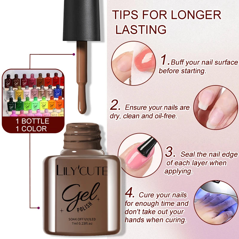 LILYCUTE 6PCS Gel-Nagellack-Set Sommer Neon Nagellack-Gel-Kits für DIY Nagel Semi-Permanenter UV-Lampe Gellack Nagellack-Set
