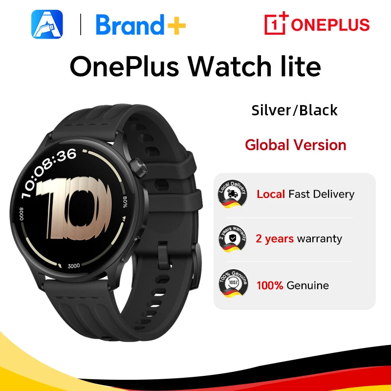 Globale Version OnePlus Watch Lite Smartwatch, 1,46 Zoll Display, 59g, 10 Tage zuverlässige Akkulaufzeit, Herzfrequenz, Blutsauerstoffüberwachung