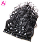 Wellenförmige Clip-in-Echthaarverlängerungen Clip Ins 120 Gramm Body Wave 18 Zoll 8 Stück Naturschwarz 100% Echthaar