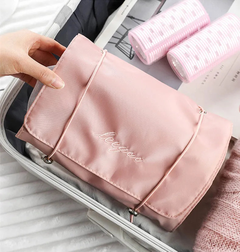 4-in-1 Kosmetiktasche für Damen, Reißverschluss, Netz, trennbare Kosmetiktasche, faltbare Nylon-Tasche, Seil-Make-up-Tasche, Kosmetyczka
