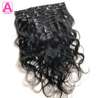 Wellenförmige Clip-in-Echthaarverlängerungen Clip Ins 120 Gramm Body Wave 18 Zoll 8 Stück Naturschwarz 100% Echthaar