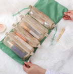 4-in-1 Kosmetiktasche für Damen, Reißverschluss, Netz, trennbare Kosmetiktasche, faltbare Nylon-Tasche, Seil-Make-up-Tasche, Kosmetyczka