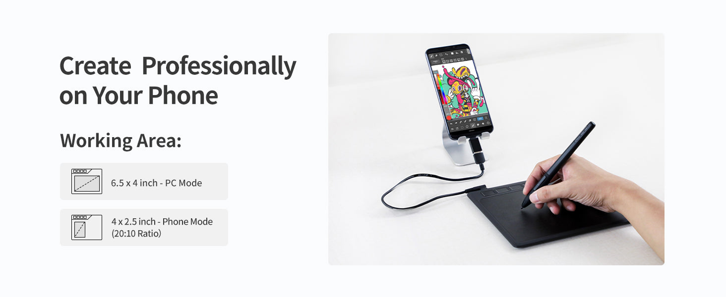 Gaomon S620 Grafiktablett 6,5*4 Zoll kleines digitales Zeichentablett für OSU Notizen Malen Kompatibel mit Android-Telefon