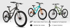 Hiland Mountainbike mit Vollfederung für Herren, 21 Gänge, 26 Zoll Laufrad, Scheibenbremsen vorne und hinten, für Herren, Damen, Erwachsene