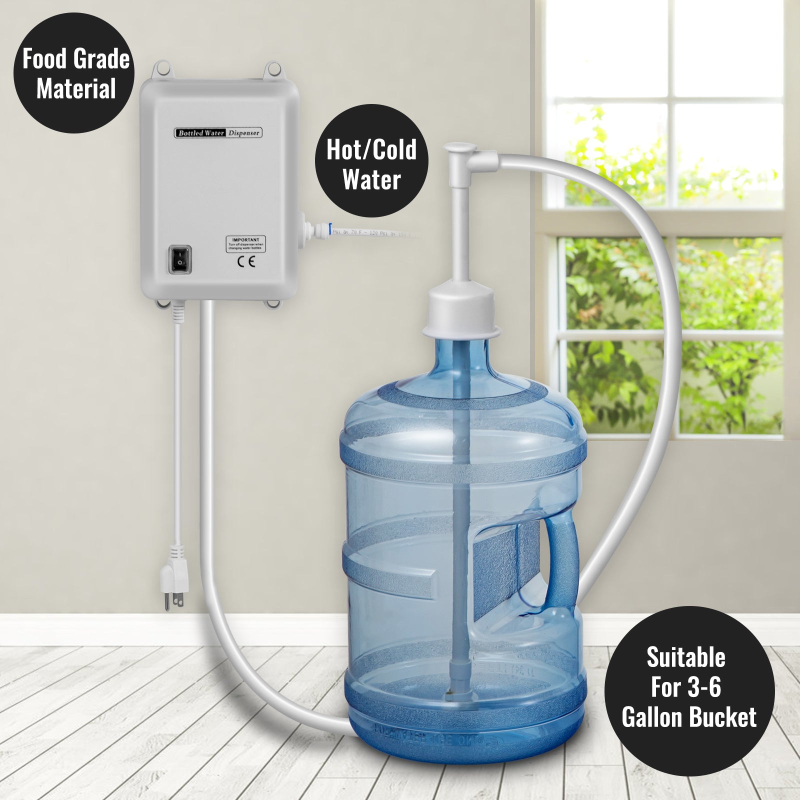 SucceBuy Flaschenwasser-Dosierpumpe mit PE-Schlauch 3,8 L/Min 2,8 bar für Kaffee-/Teemaschine Wasserspender Kühlschrank Eisbereiter