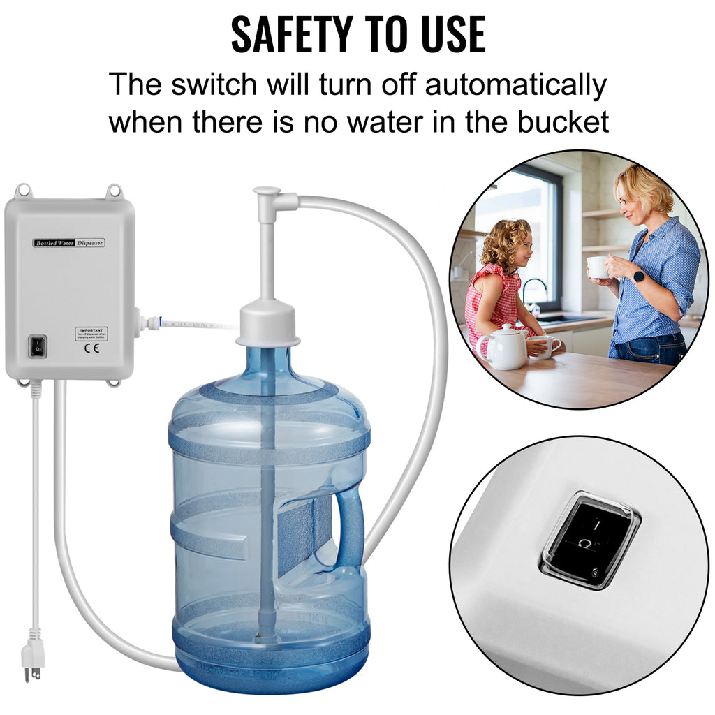 SucceBuy Flaschenwasser-Dosierpumpe mit PE-Schlauch 3,8 L/Min 2,8 bar für Kaffee-/Teemaschine Wasserspender Kühlschrank Eisbereiter