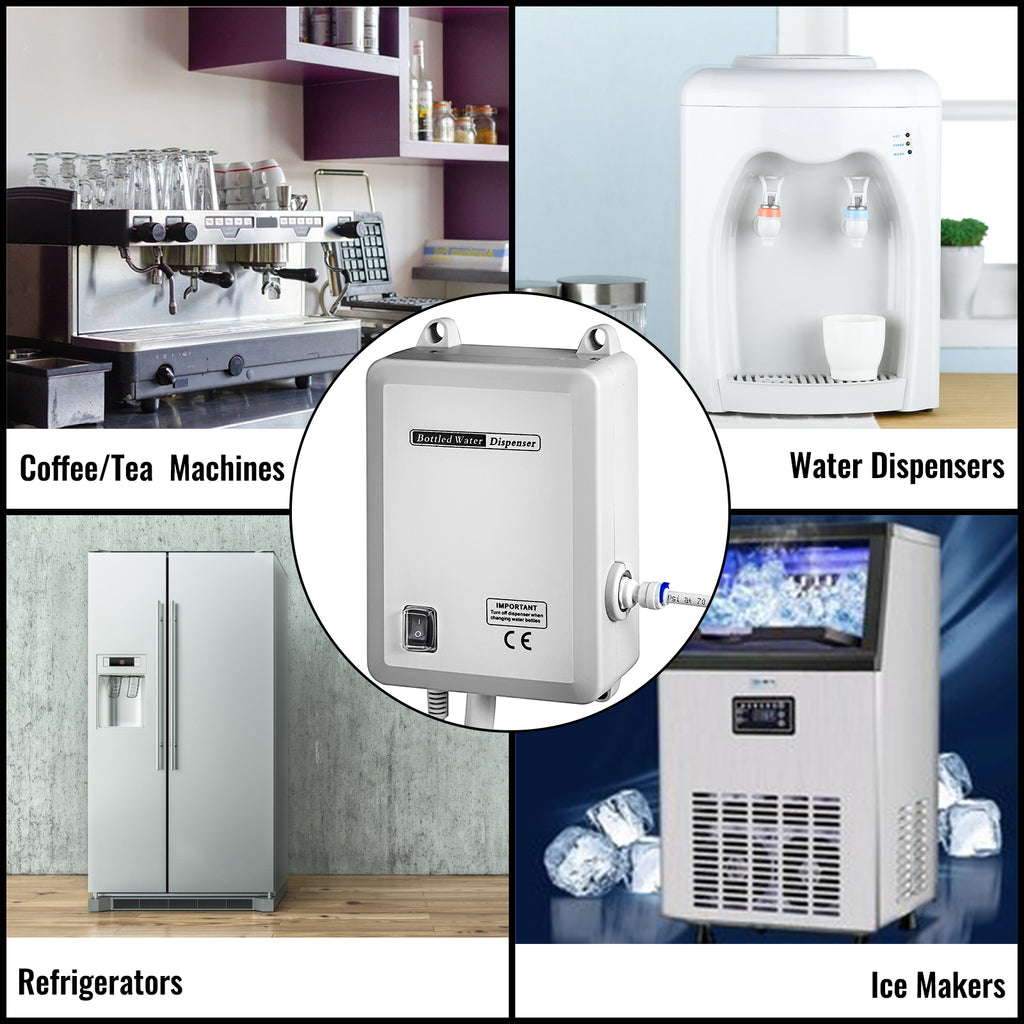 SucceBuy Flaschenwasser-Dosierpumpe mit PE-Schlauch 3,8 L/Min 2,8 bar für Kaffee-/Teemaschine Wasserspender Kühlschrank Eisbereiter