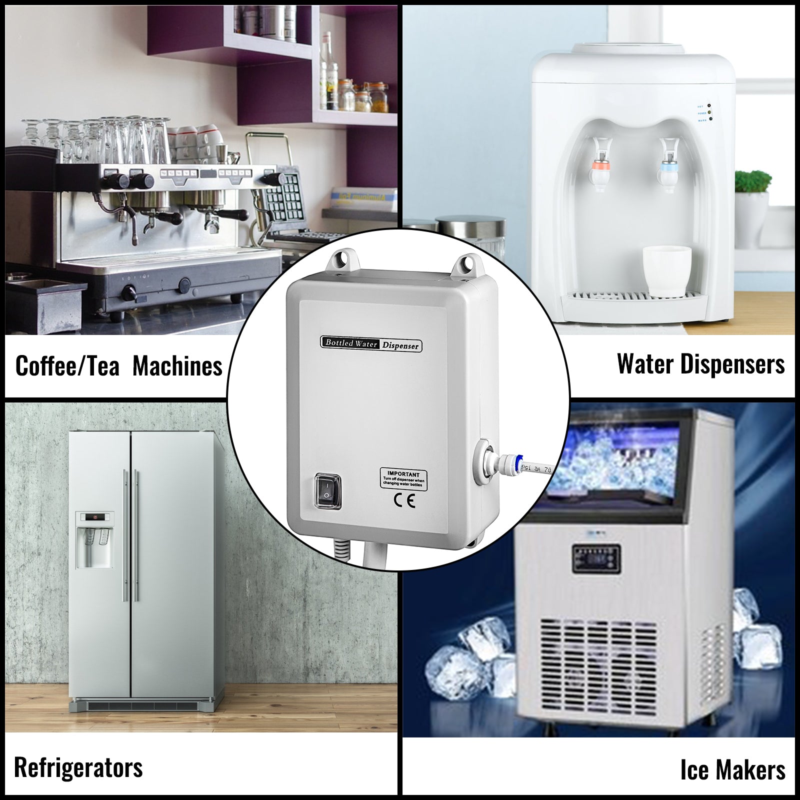 SucceBuy Flaschenwasser-Dosierpumpe mit PE-Schlauch 3,8 L/Min 2,8 bar für Kaffee-/Teemaschine Wasserspender Kühlschrank Eisbereiter