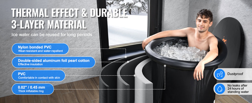 SucceBuy Eisbadewanne Kaltwassertherapie Tauchbecken für Sportler Outdoor Eiswanne Tauchbecken Aufblasbare Faltenbadewanne