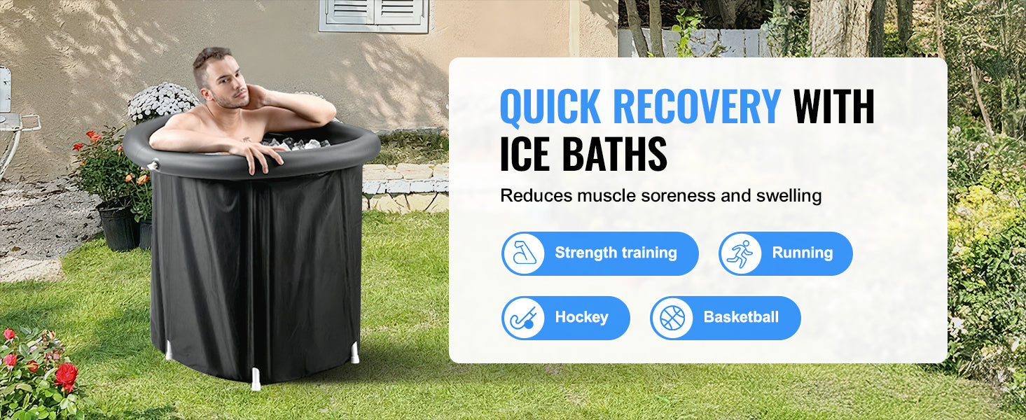 SucceBuy Eisbadewanne Kaltwassertherapie Tauchbecken für Sportler Outdoor Eiswanne Tauchbecken Aufblasbare Faltenbadewanne