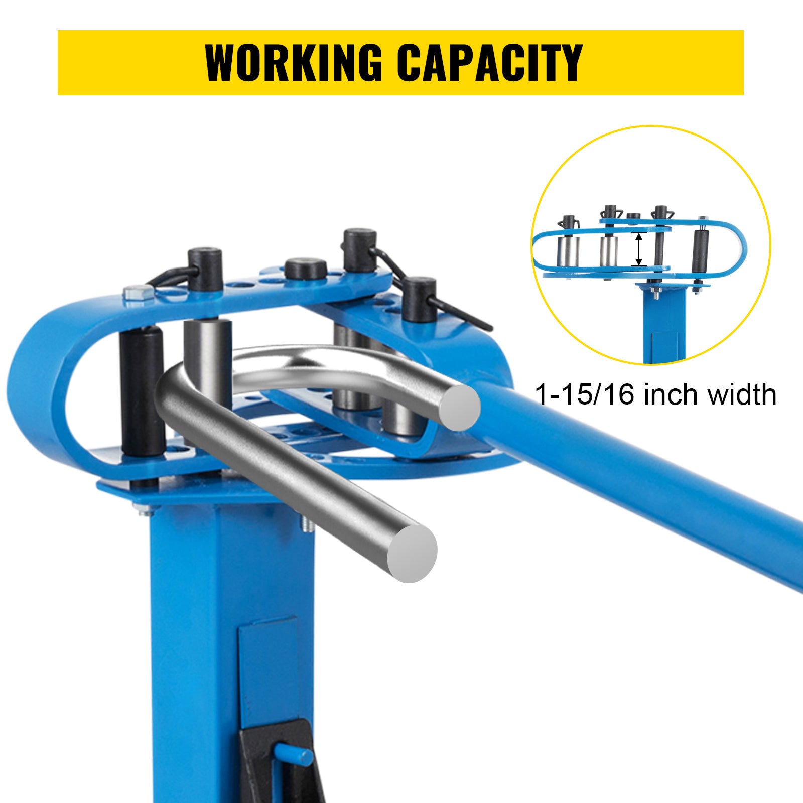 SucceBuy YP-38 Bodenmontierter Rohrbieger mit 7 Gesenken Multifunktionaler Rohrbieger mit 112 cm Teleskop-Gummigriff für Kupfer- und Stahlrohre