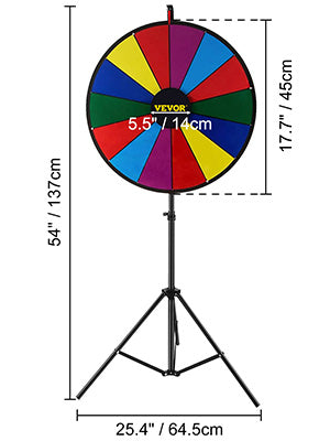 SucceBuy 18 Zoll Tisch-Farbgewinnrad mit faltbarem Stativ-Bodenständer, 14 Fächer, trocken abwischbar, für Gewinn-Glücksrad-Spiel