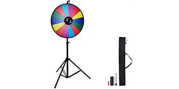 SucceBuy 18 Zoll Tisch-Farbgewinnrad mit faltbarem Stativ-Bodenständer, 14 Fächer, trocken abwischbar, für Gewinn-Glücksrad-Spiel
