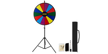 SucceBuy 18 Zoll Tisch-Farbgewinnrad mit faltbarem Stativ-Bodenständer, 14 Fächer, trocken abwischbar, für Gewinn-Glücksrad-Spiel