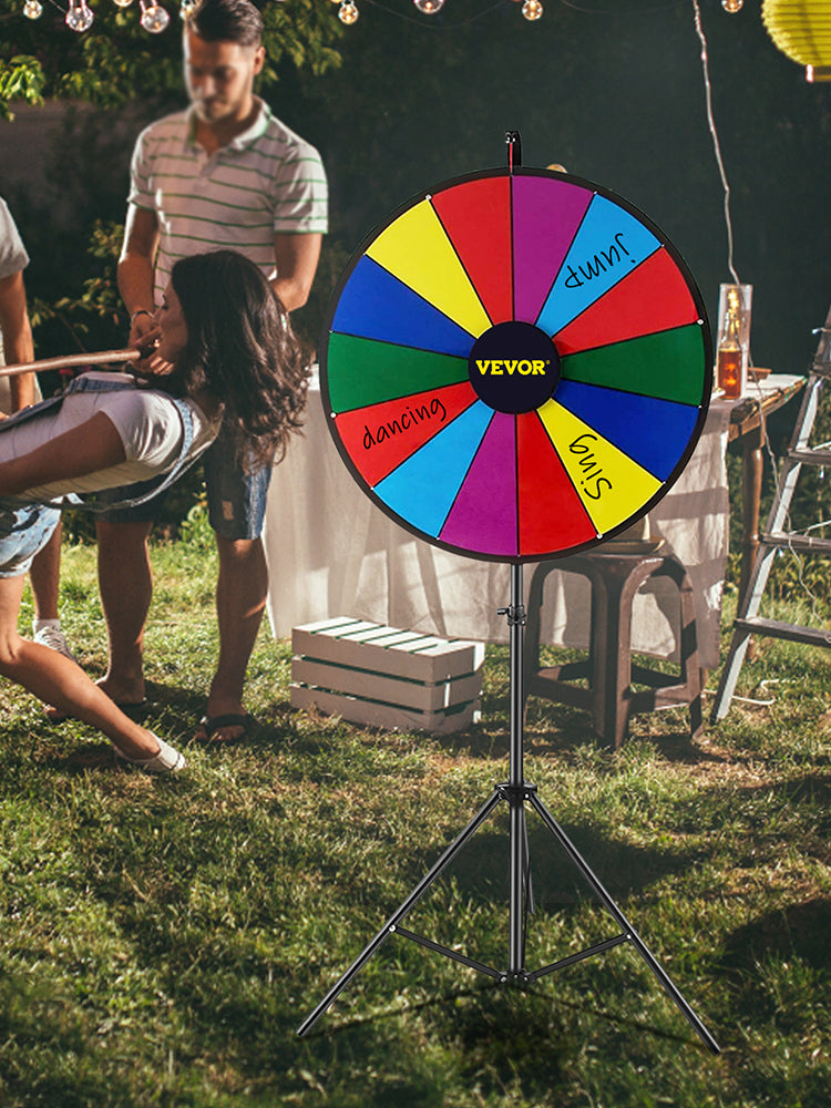 SucceBuy 18 Zoll Tisch-Farbgewinnrad mit faltbarem Stativ-Bodenständer, 14 Fächer, trocken abwischbar, für Gewinn-Glücksrad-Spiel