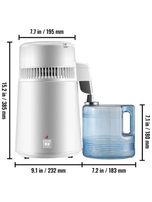 SucceBuy 4L Wasserdestilliergerät Reiniger Filter Spender Heizung Trinkflasche Enthärter 304 Edelstahl Haushaltsgerät